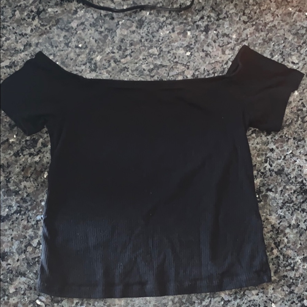 Black off the shoulder crop top